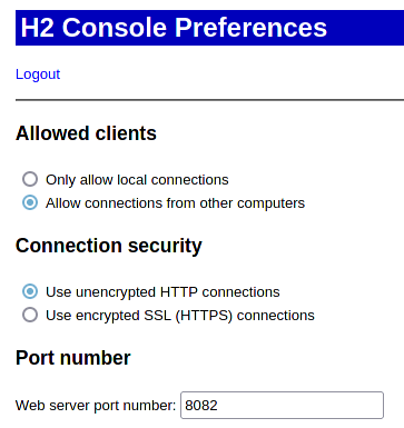 h2 database security