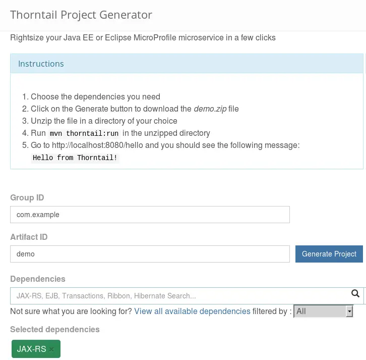 thorntail microservices java ee tutorial