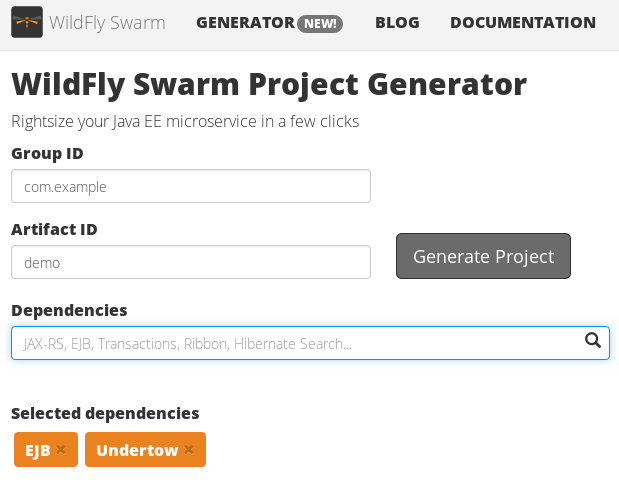 swarm project tutorial wildfly
