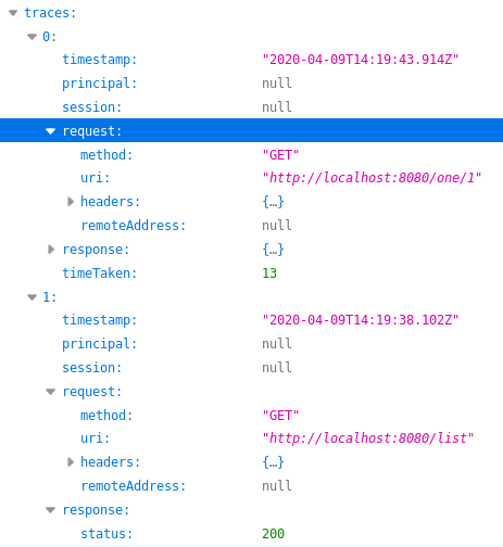 Spring boot actuator trace http