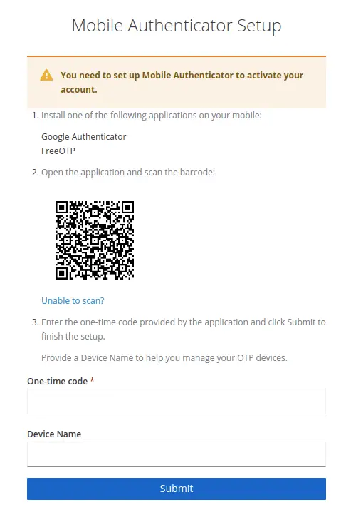 keycloak mobile authentication otp
